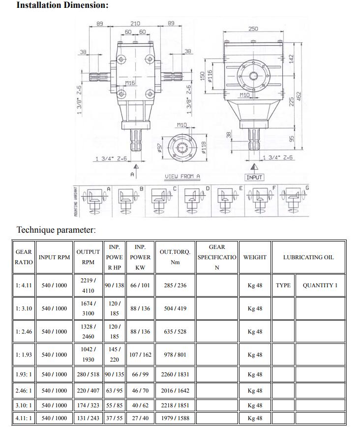 Gearbox for Agricultural Machinery Type XL Series