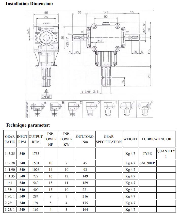 Gearbox for Agricultural Machinery Type XL Series