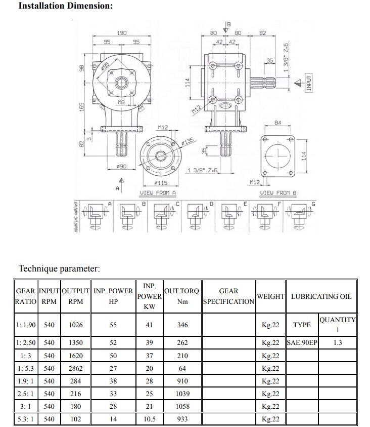 Gearbox for Agricultural Machinery Type XL Series