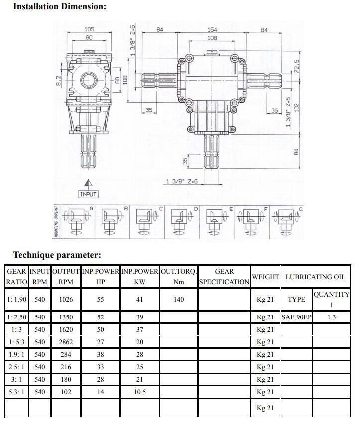 Gearbox for Agricultural Machinery Type XL Series