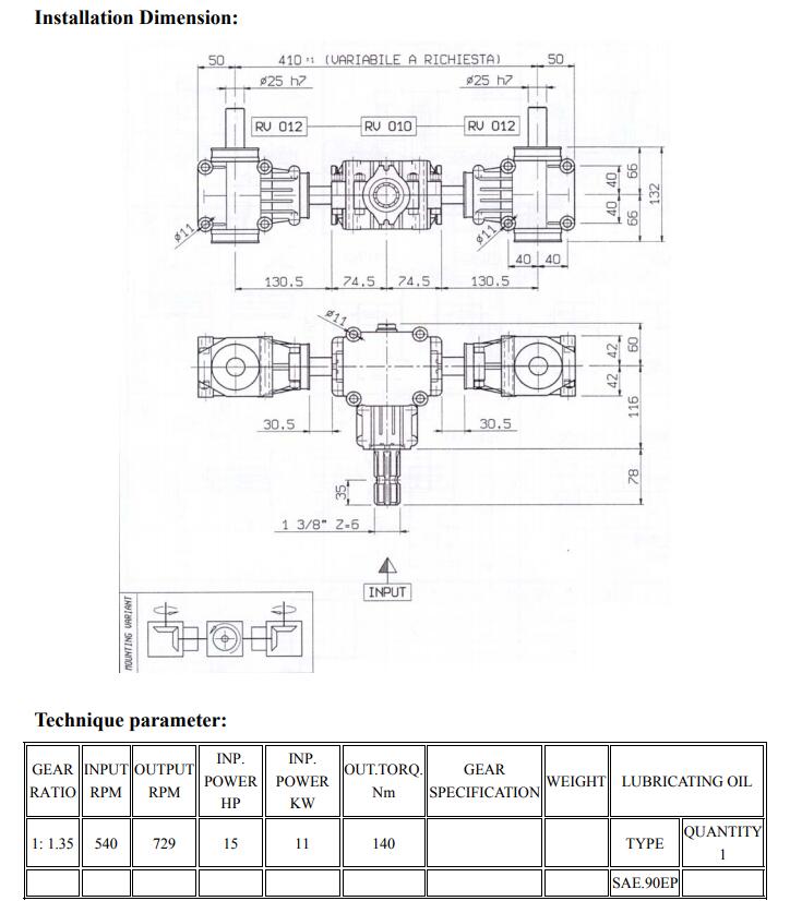 Gearbox for Agricultural Machinery Type XL Series
