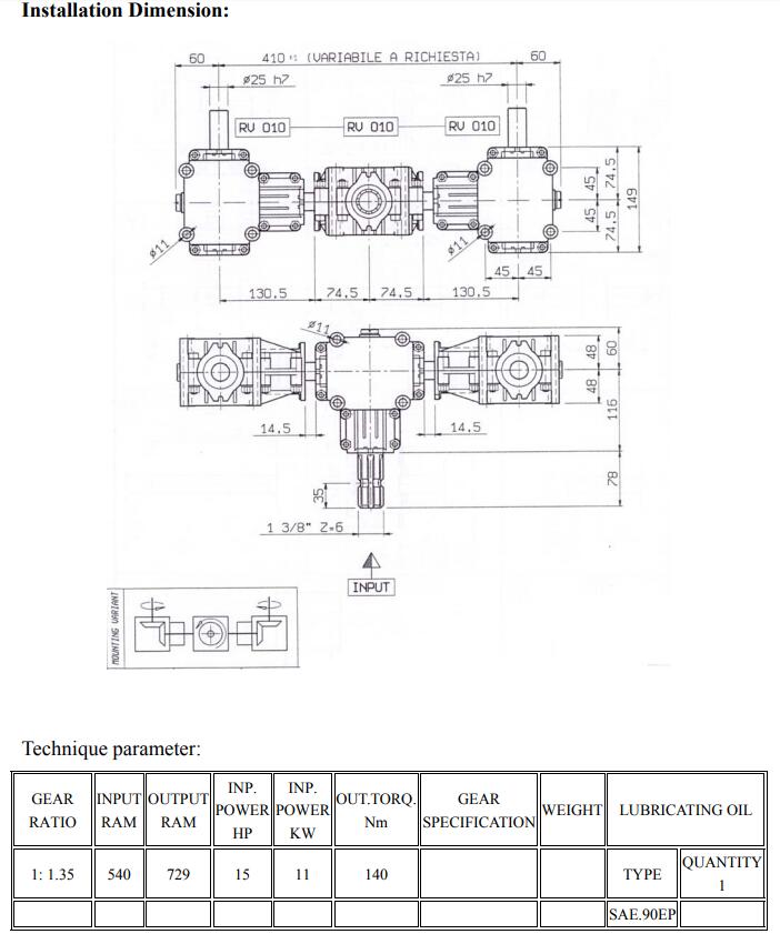 Gearbox for Agricultural Machinery Type XL Series