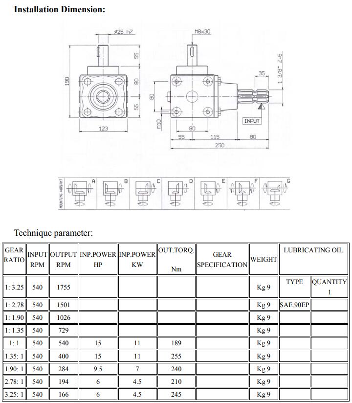 Gearbox for Agricultural Machinery Type XL Series
