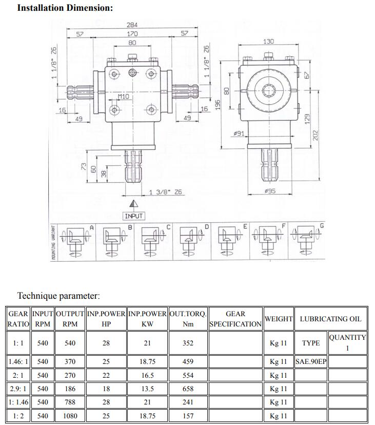 Gearbox for Agricultural Machinery Type XL Series