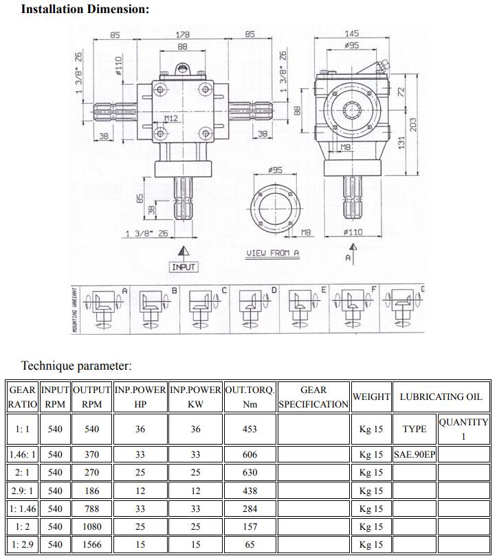 Gearbox for Agricultural Machinery Type XL Series